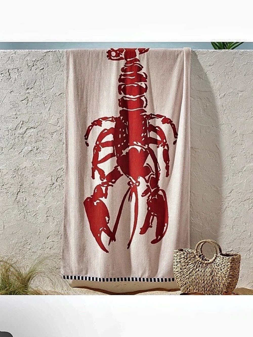 72x36 Room Essentials Lobster Oversized Beach Towel Red Pink & Red